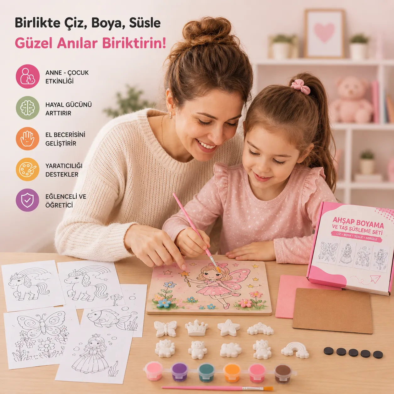 Ahşap Boyama Ve Taş Süsleme Seti