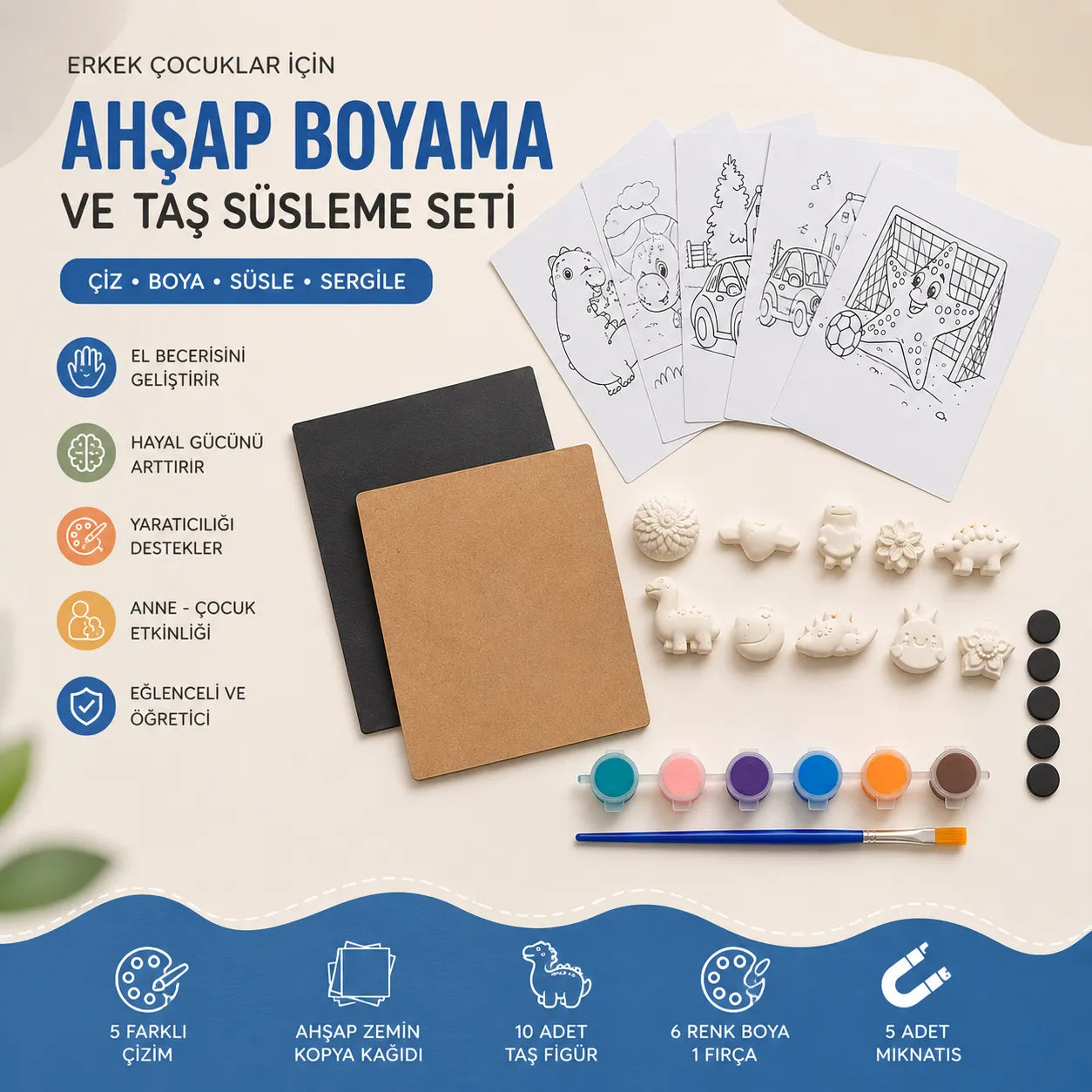 Ahşap Boyama Ve Taş Süsleme Seti
