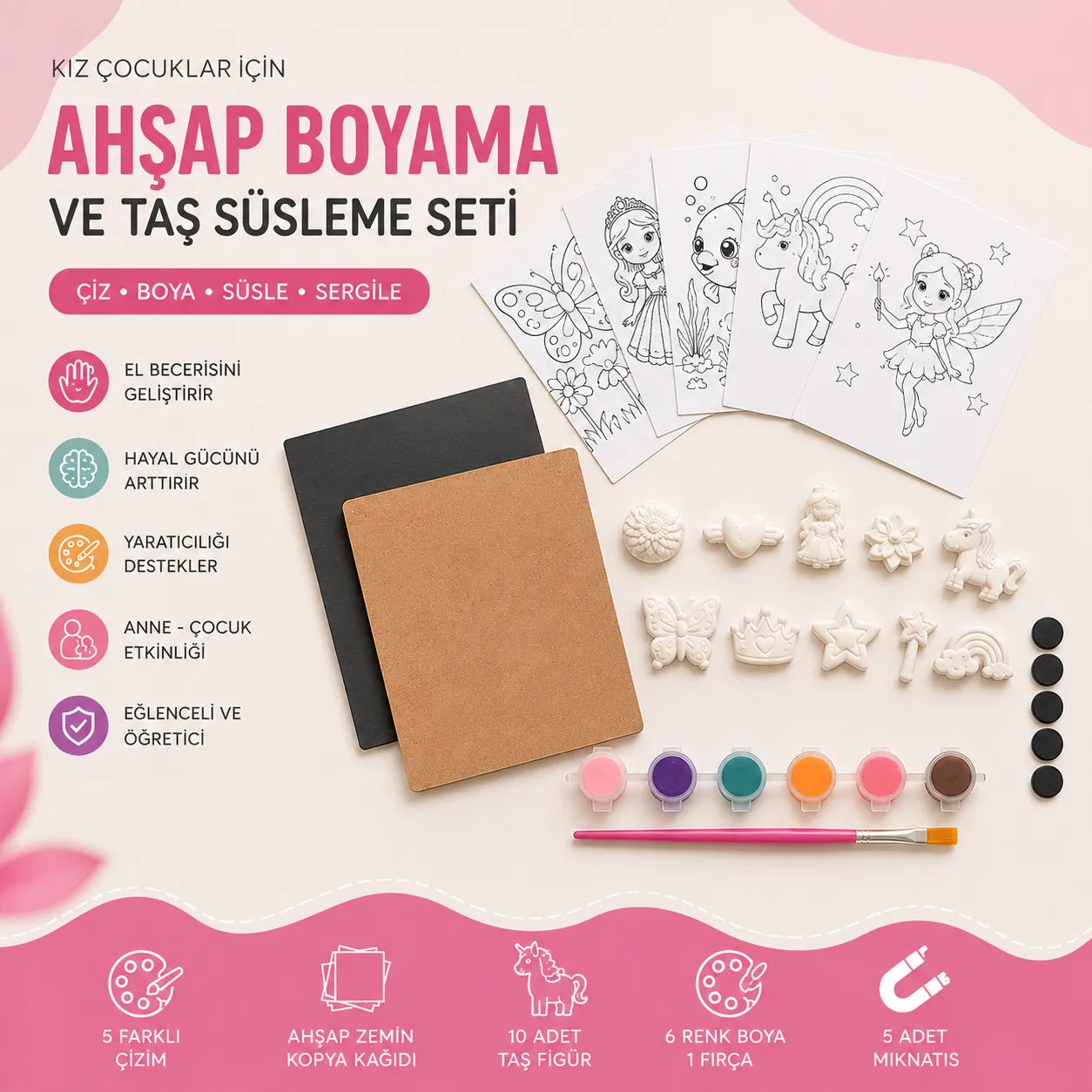 Ahşap Boyama Ve Taş Süsleme Seti